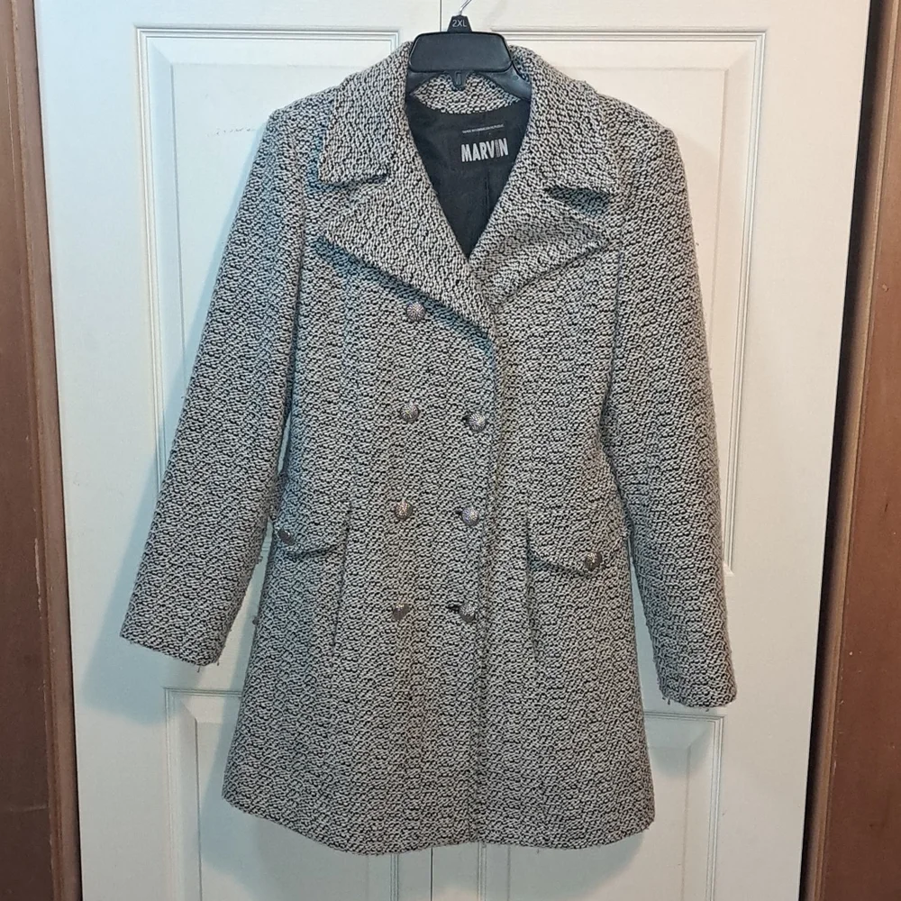 Vintage Marvin Richards double breasted wool blend pea coat - M - browns